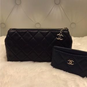 Authentic Chanel navy clutch